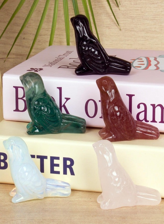 Ytbeoxk Opalite Crystal Bird Carving Hand Carved Gemstone Bird Figurine 2.4 Inch Polished Animal Sculpture Healing Stone Home Office Desk Decoration Gift Collection - Image 4